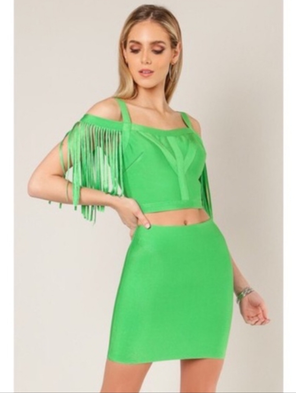 WoW Couture 2-PC Bodycon Bandage Crop Top & Skirt Set